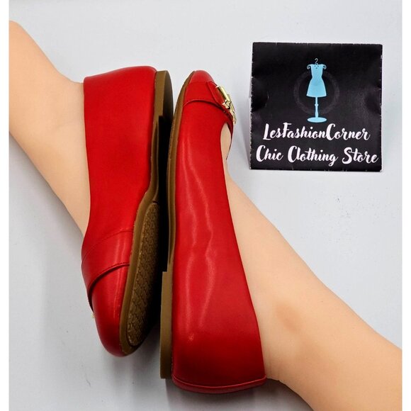 NWOB Michael Kors Women's Crimson  Jilly Gold MK Accent Ballet Flats Size 9 2303 - Picture 12 of 16